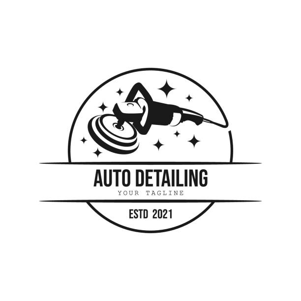 винтаж стиль авто польский подробно логотип дизайн - polishing car stock illustrations