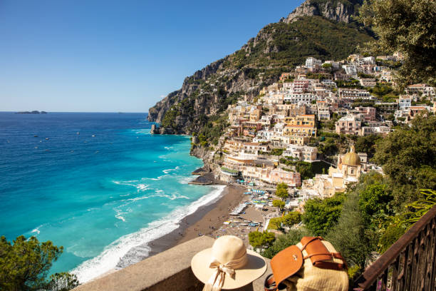 istock Hat And Purse On Balcony Against Positano 1326100494