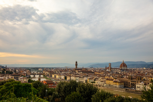 View Of Florence City With Ponte Vecchio And Santa Maria Del Fiore Duomo, Italy