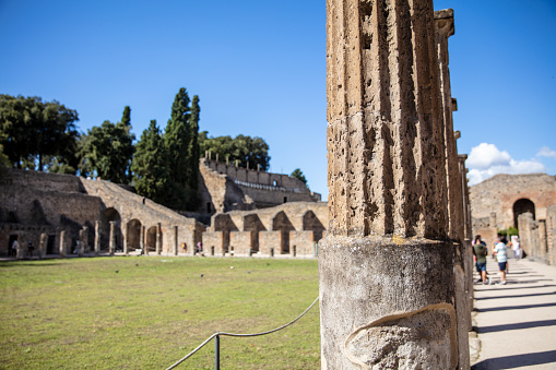 Column Of Quadriporticus Of The Theatres,Pompeii,Campania,Italy
