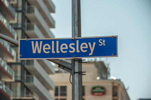 The Wellesley street sign.