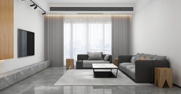 istock Modern living room interior and leather sofa and wmpty wall texture background 1326105059