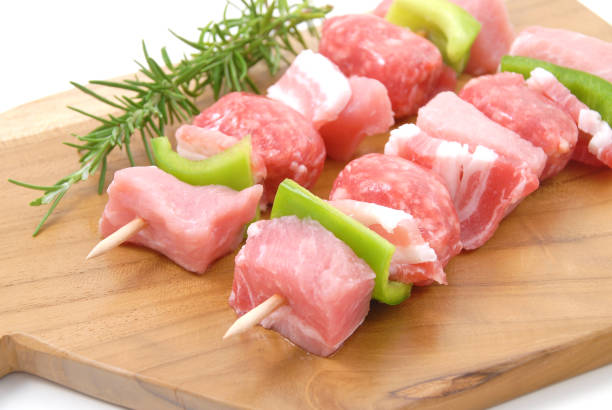 Meat skewers with rosemary