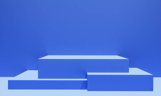 istock Scene with blue color podium for mock up presentation in minimalism style with copy space, 3d render abstract background design 1326106829