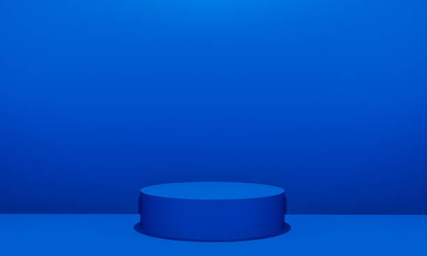 istock Scene with blue color podium for mock up presentation in minimalism style with copy space, 3d render abstract background design 1326106830