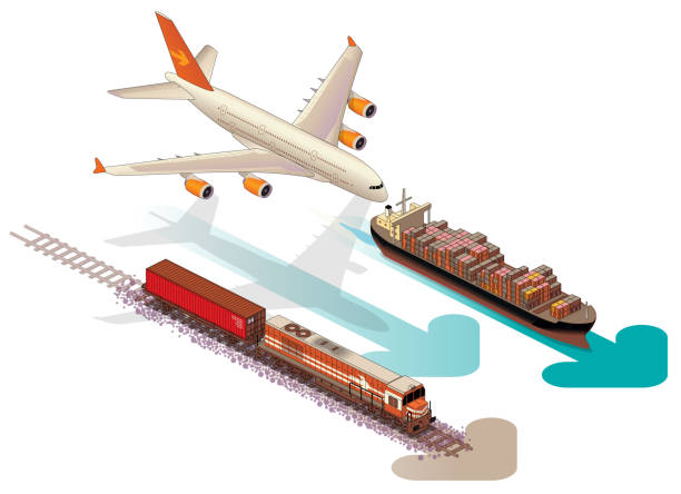 логистика - railroad track direction choice transportation stock illustrations