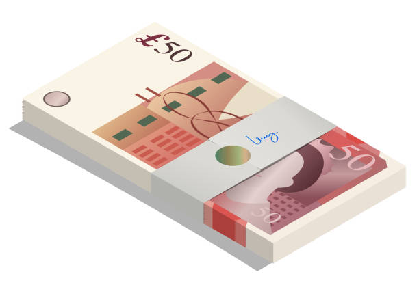 pfund-banknoten - heap currency british pounds stack stock-grafiken, -clipart, -cartoons und -symbole