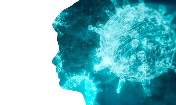 istock Silhouette of a male head and viruses 1326112731