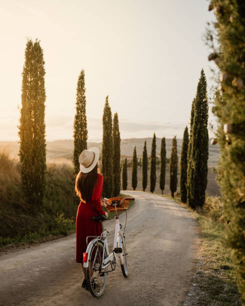 istock Young girl with vintage bicycle 1326117230