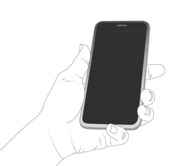 Vector illustration of Blank phone screen, smartphone, screen, phone, holding the phone.