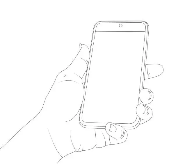 Vector illustration of Blank phone screen, smartphone, screen, phone, holding the phone.