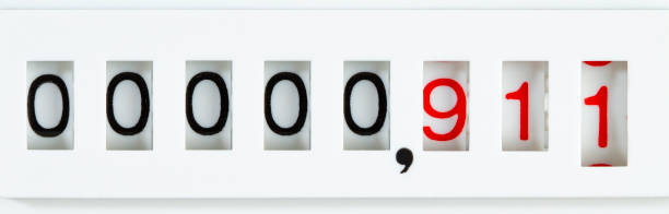 911 numerals on the meter panel, concept nationwide emergency number in US