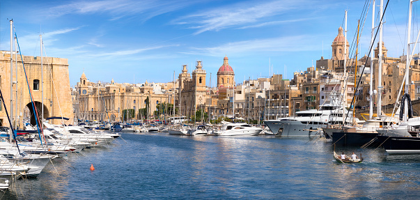 Birgu in Malta with Grand Harbour Marina, Mediterranean travel destination