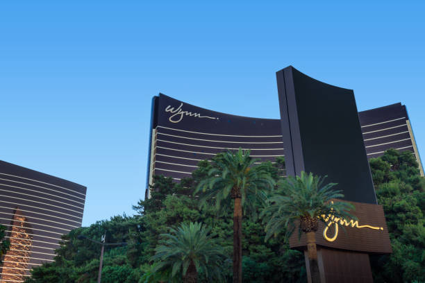 Wynn Hotel and Casino Las Vegas Las Vegas, NV, USA – June 8, 2021: Exterior view of the Wynn Hotel and Casino located in Las Vegas, Nevada. wynn las vegas stock pictures, royalty-free photos & images