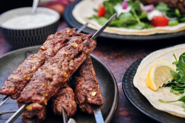 istock Lamb Kebab with Vegetables and Flat Bread 1326131516