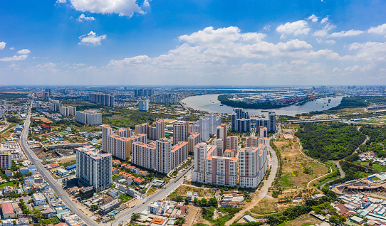 High rise residential buildings in Tung Chung. Islands District. Lantau Island. Hong Kong.