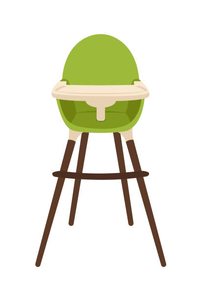 ilustrações, clipart, desenhos animados e ícones de cadeira de alimentação de bebê com mesa, isolada em um fundo branco. ilustração vetorial em estilo desenho animado - high chair