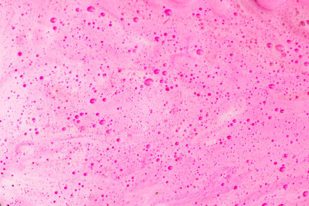 istock Pink soap foam, foam background texture, flat lay, top view 1326136980