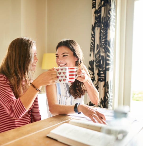istock Smiling female university student toasting while studying together at home 1326138160