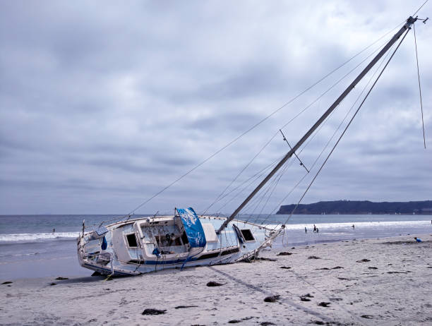 istock An abandoned sailboat washed up on Coronado Beach, California 1326141809