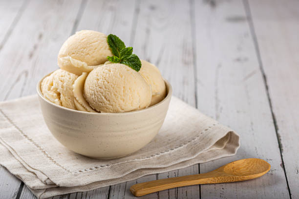 istock Bowl with vanilla ice cream balls. 1326143908