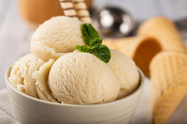 istock Bowl with vanilla ice cream balls. 1326143989