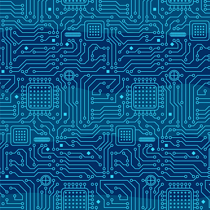 Computer Short Patterns Seamless Blue Pattern From A Computer Microcircuit Stock Illustration ...