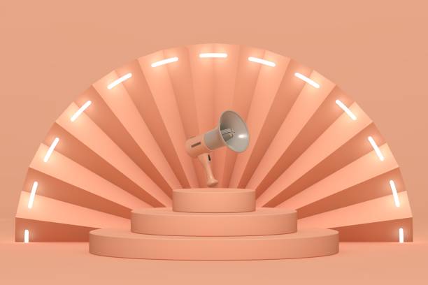 istock Podium and minimal abstract background, 3d rendering geometric shape, Stage for awards on website in modern. Empty product stand. 1326145028