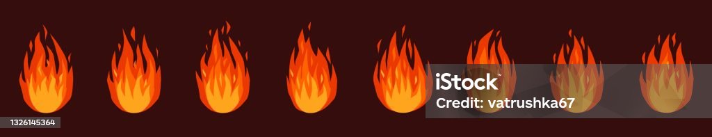 Red Color Fire Animation Fire Animation Burning Bonfire Or Campfire Torch Fire Flames Red Orange ...