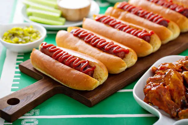 Hot dogs for game day, super bowl food