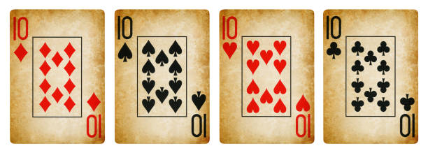 istock Four of Tens old playing cards - isolated 1326150017