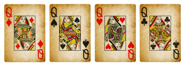 istock Set of Queens old playing cards - isolated 1326150020