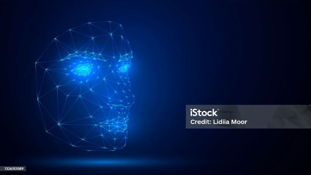 Triangular Mesh Human Triangular Mesh Glowing Face Stock Illustration - Download Image Now ...