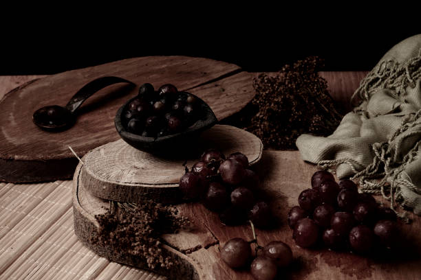 istock Still life of red grapes, top view 1326153564