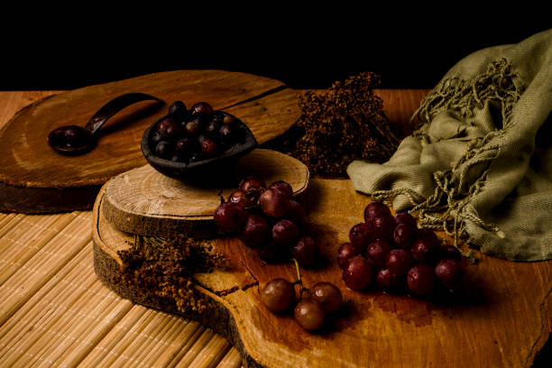 istock Still life of red grapes, top view 1326153598