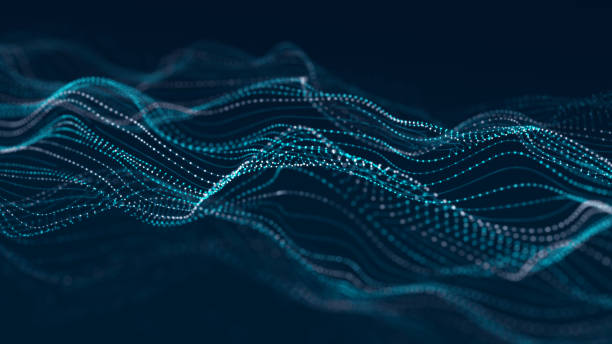 istock Digital dynamic wave. Abstract futuristic blue background with dots and lines. Big data visualization. 3D rendering. 1326157977