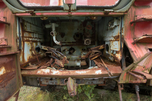 istock Old firetruck, Buryakovka radioactive vehicles graveyard in Chernobyl 1326159912