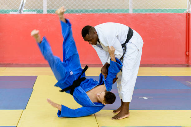 istock Judo athlete entering blow during fight 1326167400