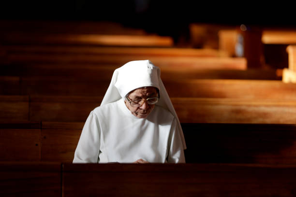 salvador, bahia / brazil - july 1, 2019: religious is seen during a solemn mass in honor of Santa Dulce dos Pobres, at the religious sanctuary in the city of Salvador.\