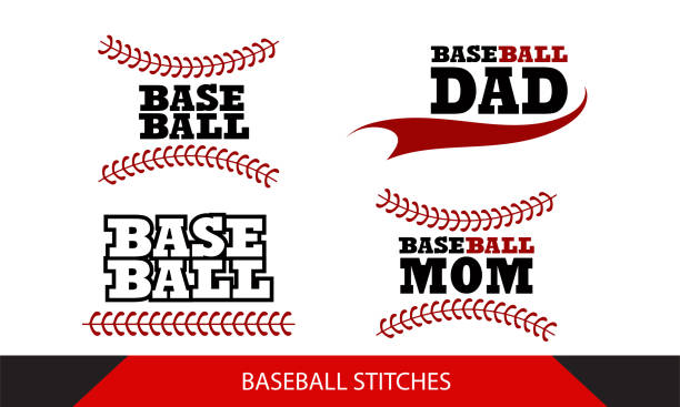 ilustraciones, imágenes clip art, dibujos animados e iconos de stock de puntadas de béisbol sobre un fondo blanco, diseño de vectores de mamá de béisbol - baseball silhouette pitcher playing