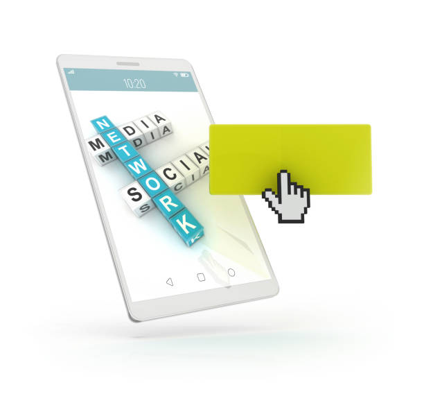 istock Smartphone with Social media concept - Hand Cursor 1326178096