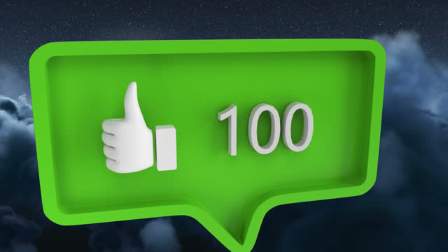 Like icon with increasing numbers on green speech bubble against against grey background