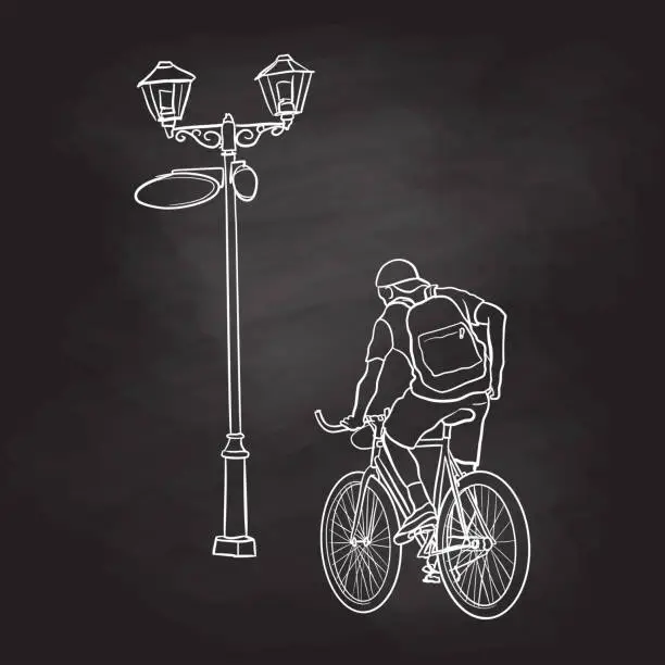 Vector illustration of Student Bicycle Commute