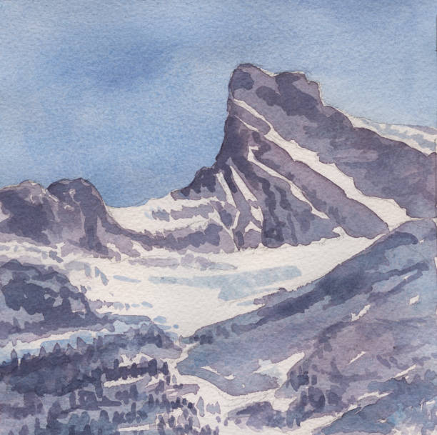 ilustraciones, imágenes clip art, dibujos animados e iconos de stock de nevados, picos de montañas rocosas - mountain mountain peak mountain climbing switzerland
