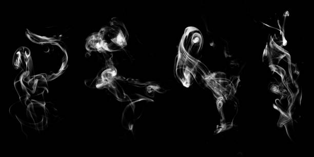 istock set of natural white smoke isolated on black background 1326182394