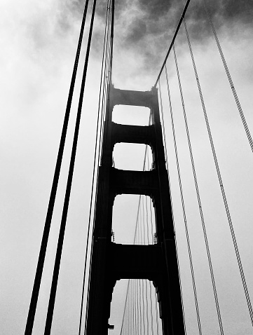 Dramatic photo of the Golden Gate Bridge in San Francisco California.