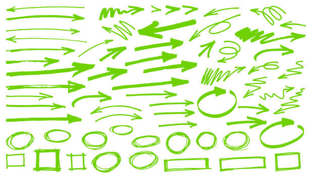 illustrations, cliparts, dessins animés et icônes de flèches et formes vertes - circle arrow sign shape green