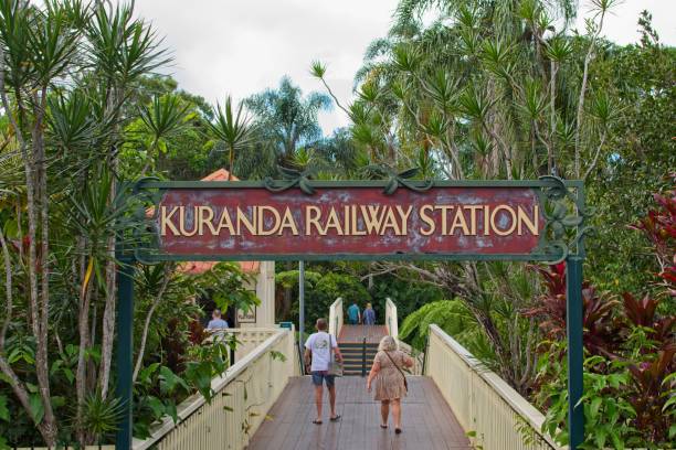 Kuranda Railway Station in Far North Queensland stock photo