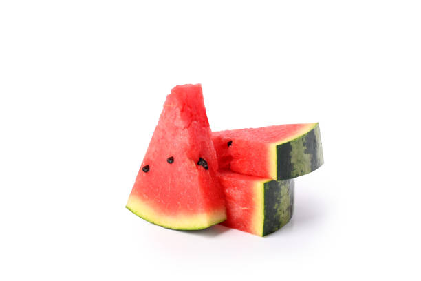 istock Slices of watermelon isolated on white background. 1326202493