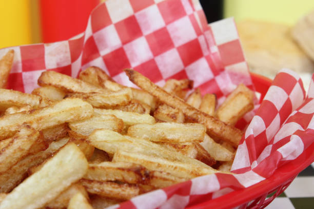 istock Hand Cut French Fried Potatoes in Retro Cafe 1326212061